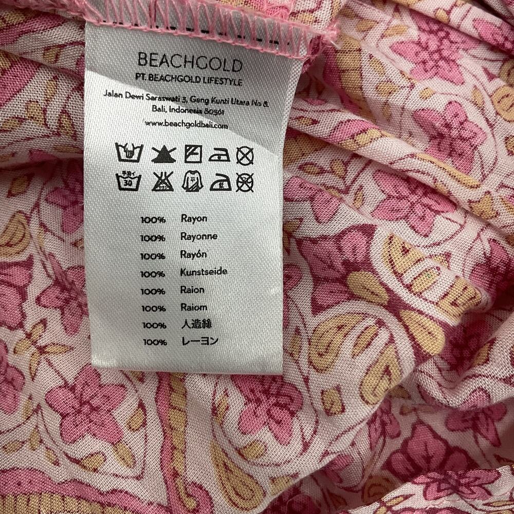 Beachgold Pink Floral Midi Tank Dress Rayon Size M Women's Preowned - Picture 5 of 5